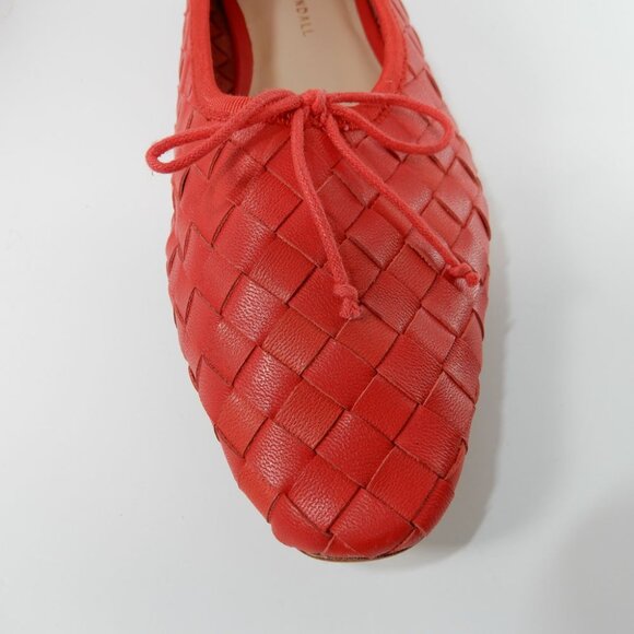 Loeffler Randall Landry Woven Ballet Flats Size 9 Red Leather Bow NEW $350 - Picture 6 of 16